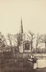 Église depuis une rive, années 1850
