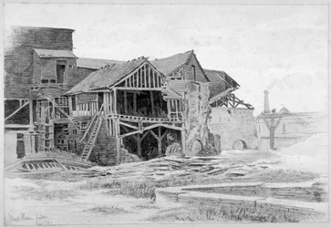 Vue des anciennes carrières de chaux, Nine Elms, Battersea, Londres, 1875