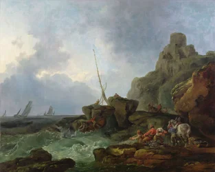 Les naufrageurs (pêcheurs tirant leurs filets dans une mer agitée)
