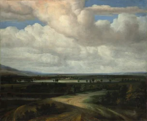 Paysage panoramique avec un domaine rural, vers 1649