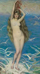 Fille avec des mouettes, vers 1920