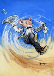 La souris de la ville et la souris de la campagne (gouache sur papier)