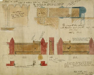 Plans et élévations pour La Maison Rouge, Bexley Heath, 1859