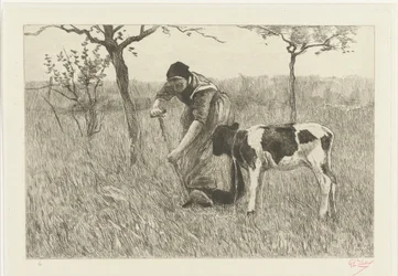 Paysanne creusant près d