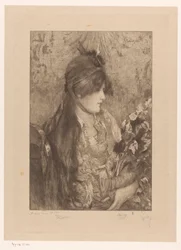 Femme avec bouquet de fleurs
