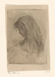 Femme aux longs cheveux, vue de dos