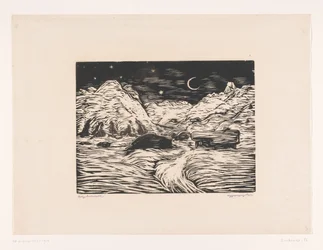 Paysage montagneux nocturne