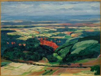 Vue sur Kronberg dans la plaine du Main