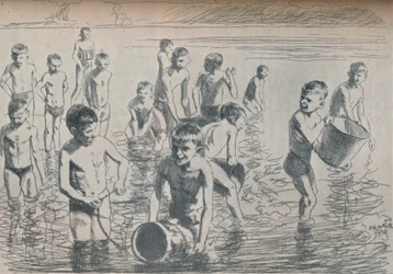 Garçons se baignant, vers 1911