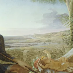 Enfant Jésus et paysage du Repos pendant la fuite en Égypte, (détail)
