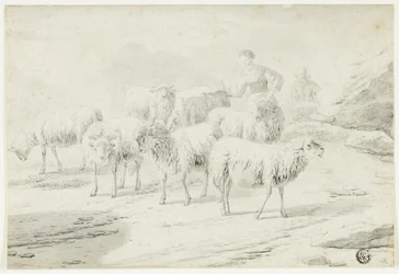 Bergère et moutons