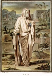 Aman, costume pour « Esther » de Jean Racine, tiré du Volume I des « Recherches sur les costumes et le théâtre de toutes les nations », gravé par Pierre Michel Alix (1762-1817), 1802