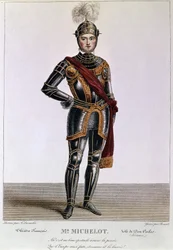 M. Michelot dans le rôle de Don Carlos dans Hernani de Victor Hugo. Gravure de Benoist. 19ème siècle