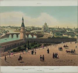 Vue de la cathédrale du Christ-Sauveur et du Kremlin de Moscou depuis une vue panoramique de Moscou en 10 parties, vers 1848