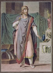 Antiochus, costume pour « Bérénice » de Jean Racine, tiré du volume II des « Recherches sur les costumes et le théâtre de toutes les nations », gravé par Pierre Michel Alix (1762-1817), 1802