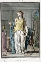 Hermione, costume pour « Andromaque » de Jean Racine, tiré de « Research on the Costumes and Theatre of All Nations », gravé par Pierre Michel Alix (1762-1817), 1802