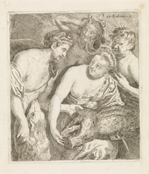 Méléagre donne la tête du sanglier de Calydon à Atalante