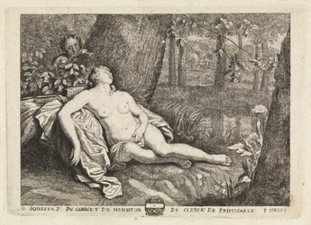 Nymphe endormie espionnée par un satyre