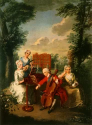 Le prince Frederick Louis, prince de Galles, jouant du violoncelle au palais de Kew