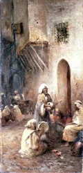 Musiciens arabes dans une rue de village