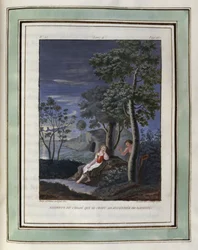 Regrets de Chloé qui se croit abandonnée de Daphnis. Dessin de Philippe d
