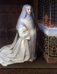Portrait de Claudia (Claude) Baudran, pensionnaire du couvent de Port-Royal-des-Champs, peinture attribuée à Philippe de Champaigne, église de Linas, Seine-et-Oise