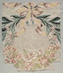 Fragment de soie, partie du panneau appelé Le panier fleuri, 1770