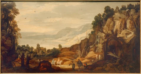 Paysage de montagne avec cavaliers