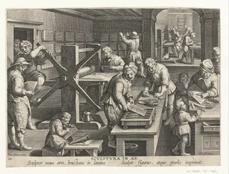 Production de gravures sur cuivre (Scvlptvra in aes, Nieuwe uitvindingen en ontdekkingen, Nova Reperta)