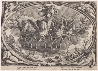 Apollon (Sol) avec le char du soleil (Les quatre saisons avec le soleil, page de titre)