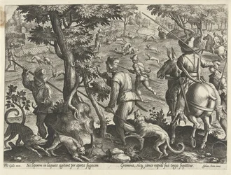 Chasse au lièvre (Jachttaferelen, In quibus omne genus venationis, aucupij, piscatusque)