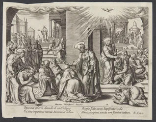 Saint Pierre, Saint Jean et Saint Philippe imposant les mains aux baptisés à Samarie