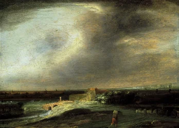 Paysage avec une ville lointaine