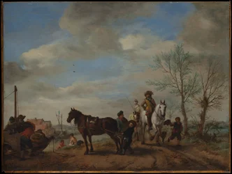 Un homme et une femme à cheval