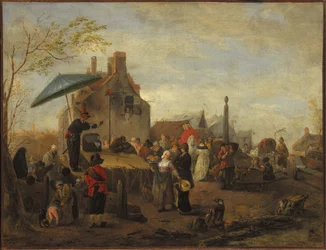 Jongleurs dans un marché