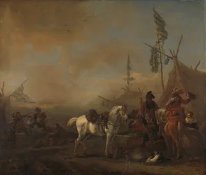 Un camp militaire, vers 1662-1664 (huile sur panneau)