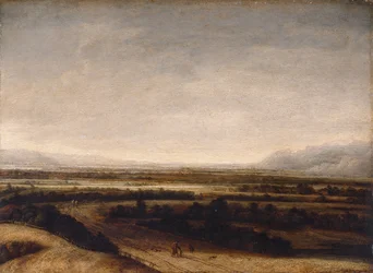 Paysage plat avec vue sur des collines lointaines