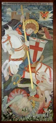 Saint Georges tuant le dragon, avec Una priant en arrière-plan, 1904 (broderie)