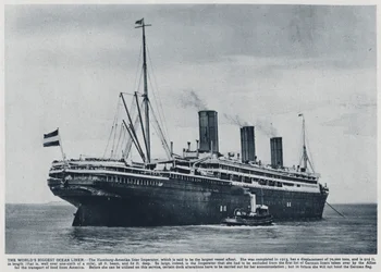 Imperator, paquebot construit pour la Hamburg America Line en 1913, utilisé par les Alliés pour transporter les troupes américaines aux États-Unis après la Première Guerre mondiale