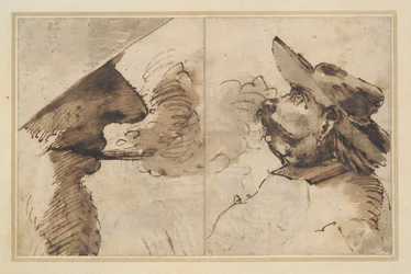 Caricatures de deux têtes masculines