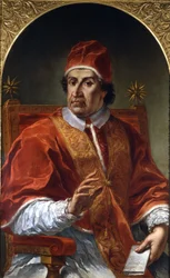 Clément XI (1649 - 1721). Peinture de Pier Leone Ghezzi. Rome, Musée de Rome