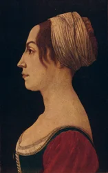Femme en vert et cramoisi