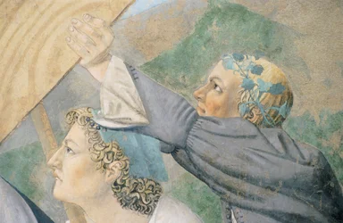 Détail de La Légende de la Vraie Croix montrant le transport du Bois Sacré