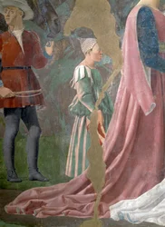 La Légende de la Vraie Croix, la Reine de Saba adorant le Bois de la Croix, serviteur (détail)