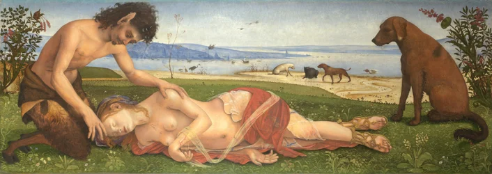 Un satyre pleurant sur une nymphe, vers 1495