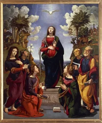Immaculée conception entourée de saints