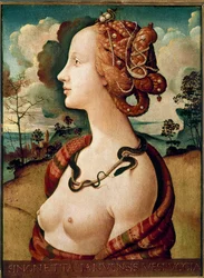 Portrait de femme dit de Simonetta Vespucci détrempe sur bois par Piero di Lorenzo dit Piero di Cosimo