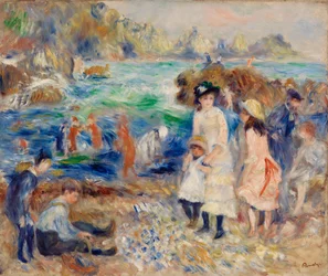 Enfants au bord de la mer à Guernesey