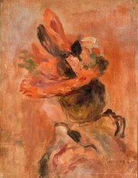 Tête de femme avec chapeau rouge