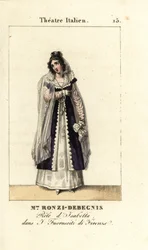 Mme. Ronzi-Debegnis dans I Fuoruscit di Firenze, Théâtre Italien (gravure)